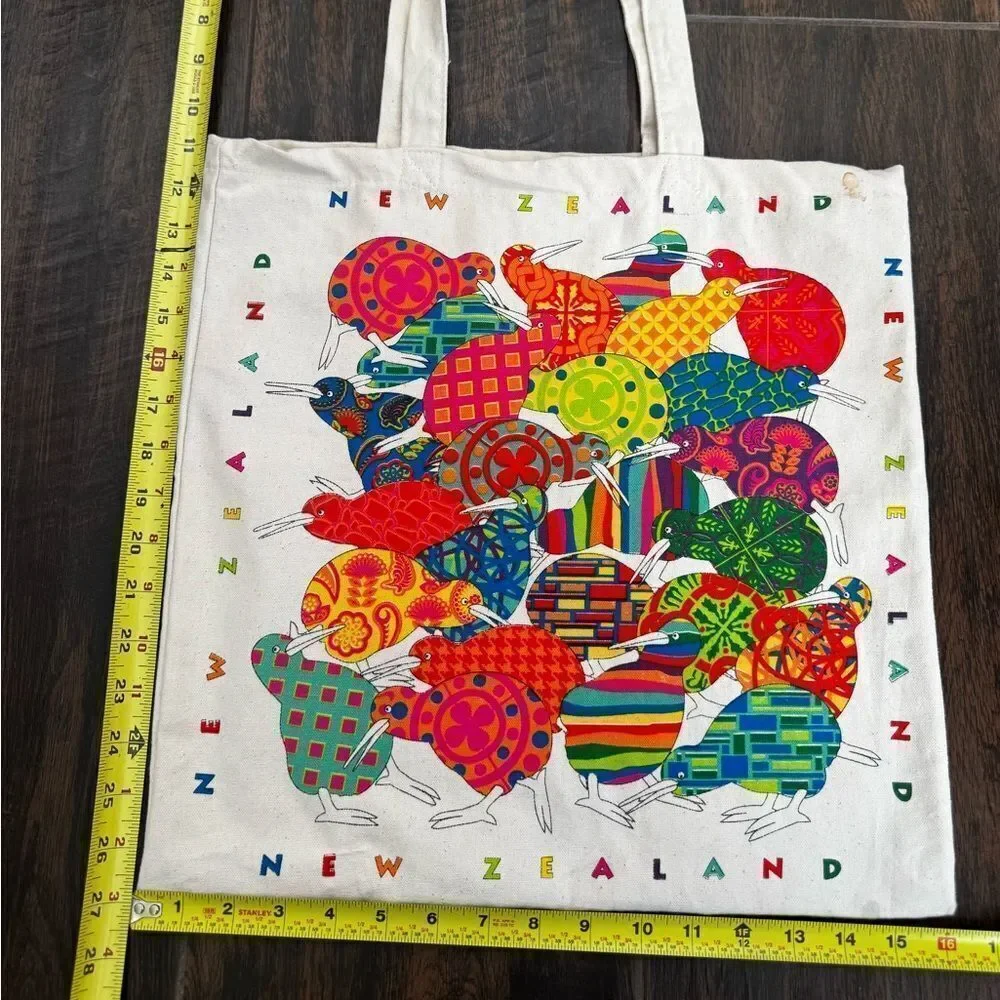 🇳🇿🎨 New Zealand Colorful Kiwi Canvas Tote Bag 👜🌟